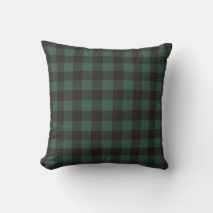 Farmhouse Buffalo Plaid Green and Black Cushion