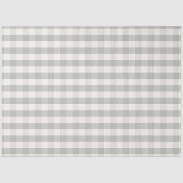 Farmhouse Buffalo Plaid Grey and Off White Check Tissue Paper (Front)