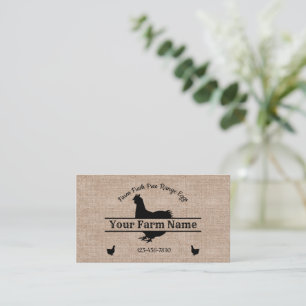 Farmhouse Burlap Chicken Split Monogram Egg Business Card