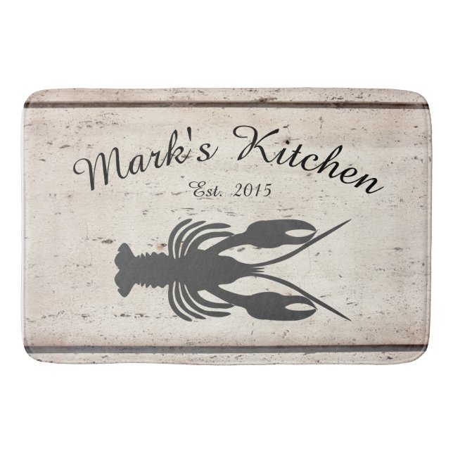 Farmhouse Cajun Crawfish Monogram Kitchen Mat (Front)