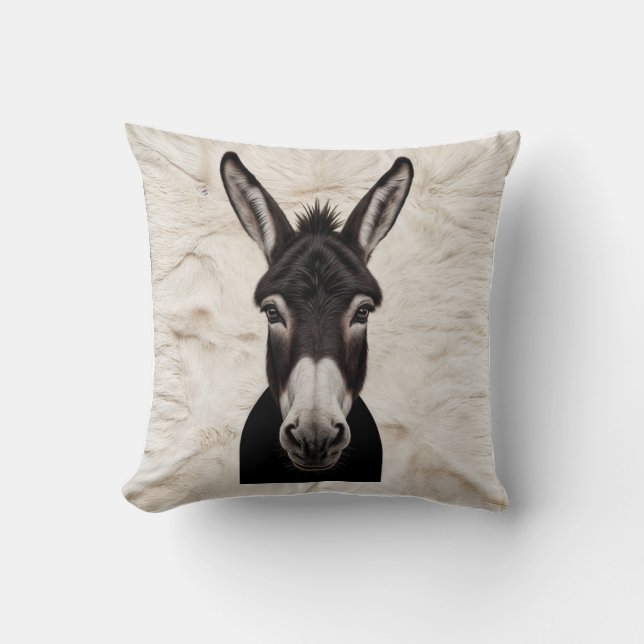 Farmhouse Chic: Black and White Donkey Kilim Pillo Cushion (Front)