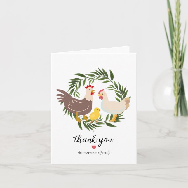 Farmhouse Chick Baby Shower Thank You Card (Front)