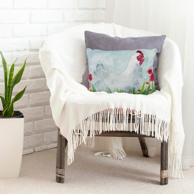 Farmhouse Chicken and Flowers  Decorative Cushion (Creator Uploaded)
