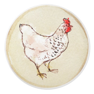 Farmhouse Chicken Ceramic Knob