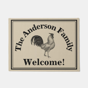 Farmhouse Chicken Custom Family Rustic Welcome Doormat