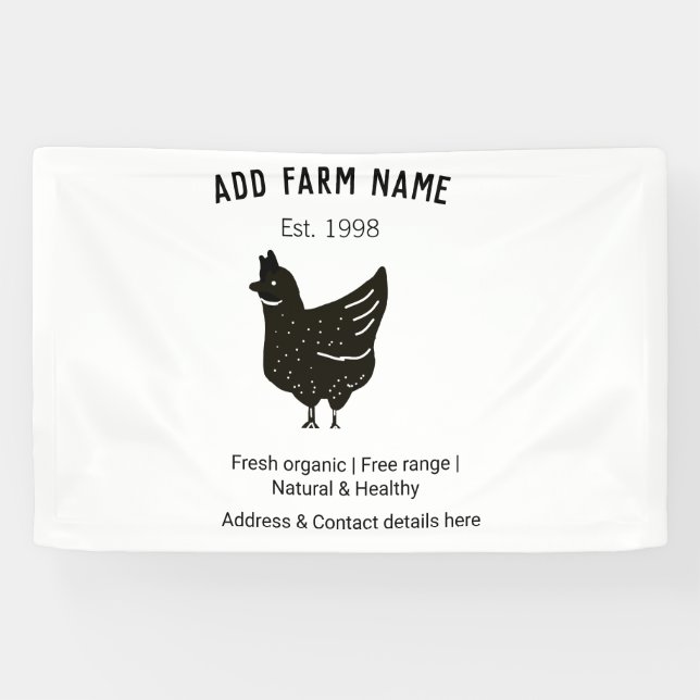 Farmhouse chicken eggs add name year address conta banner (Horizontal)