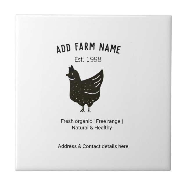 Farmhouse chicken eggs add name year address conta ceramic tile (Front)