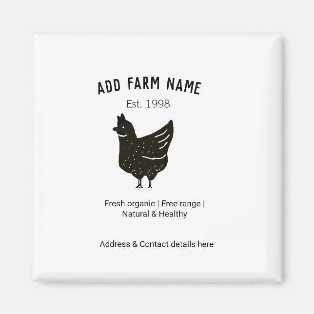 Farmhouse chicken eggs add name year address conta magnet (Front)