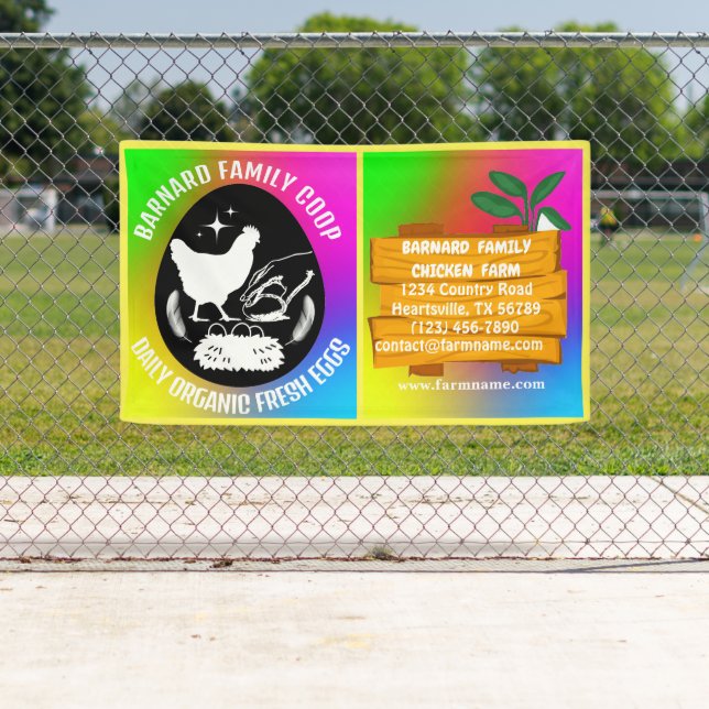 Farmhouse Chicken Farm Wood Colourful Organic Banner (Insitu)