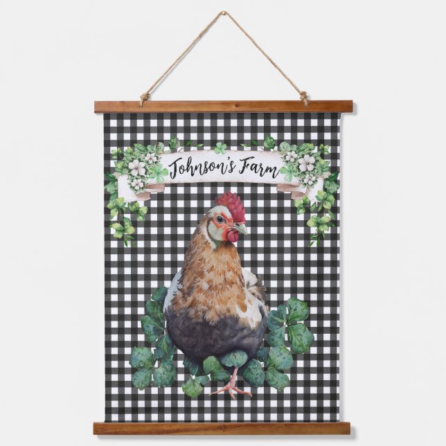 Farmhouse | Chicken | Personalised  Hanging Tapest Tapestry (Front)