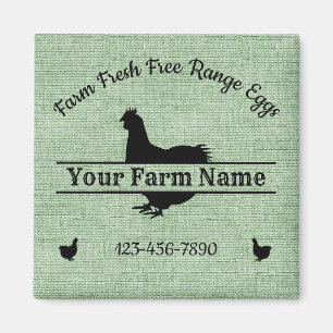 Farmhouse Chicken Split Monogram Egg Green Burlap Magnet