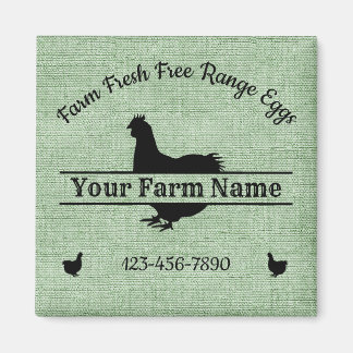 Farmhouse Chicken Split Monogram Egg Green Burlap Magnet