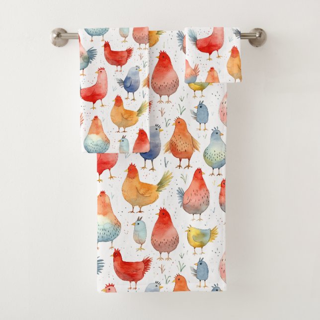 Farmhouse Chickens Bath Towel Set (Insitu)