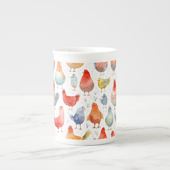 Farmhouse Chickens Bone China Mug (Front)