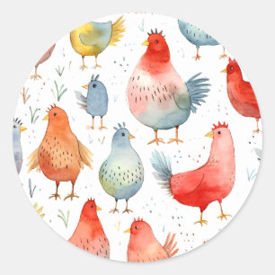 Farmhouse Chickens Classic Round Sticker