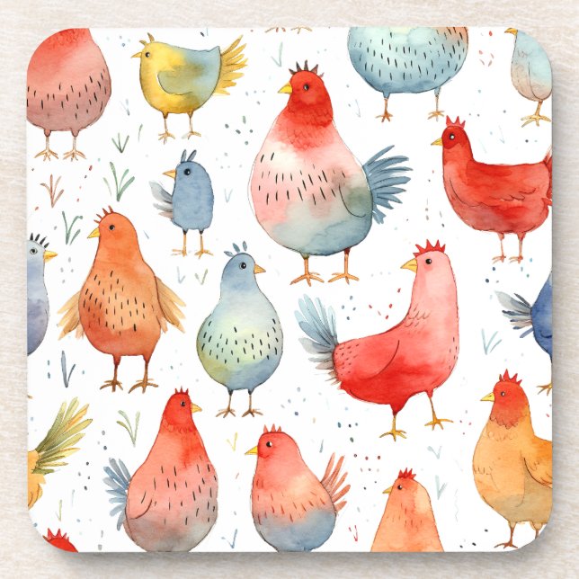 Farmhouse Chickens Coaster (Front)