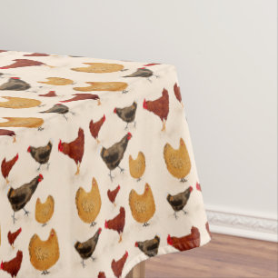 Farmhouse Chickens Kitchen Tablecloth Original Art