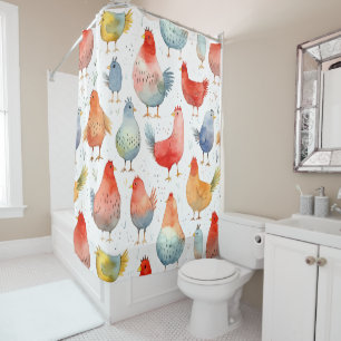 Farmhouse Chickens Shower Curtain