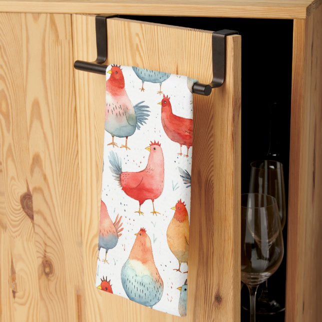 Farmhouse Chickens Tea Towel (Thirds Fold)