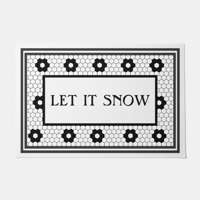 Farmhouse Christmas Black and White Winter Doormat (Front)