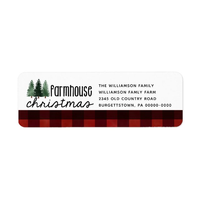 Farmhouse Christmas Buffalo Plaid Return Address L Label (Front)