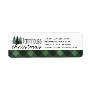 Farmhouse Christmas Buffalo Plaid Return Address Label