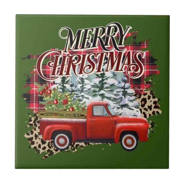 Farmhouse Christmas Ceramic Tile (Front)