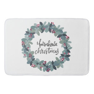Farmhouse Christmas Christmas Wreath Bath Mat