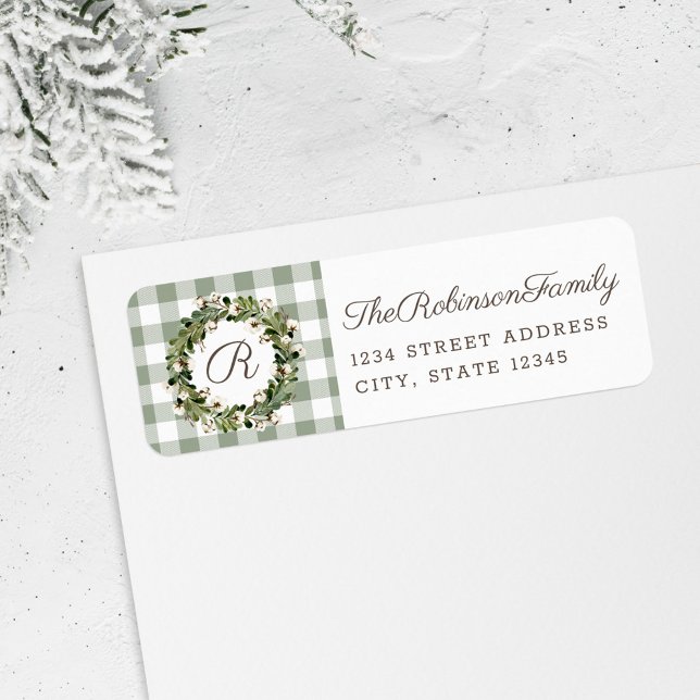 Farmhouse Christmas Cotton Wreath Holiday Address Return Address Label (Creator Uploaded)