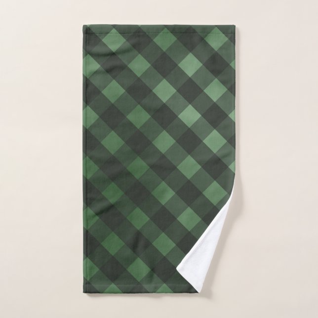 Farmhouse Christmas Country Green Plaid  Hand Towel (Hand Towel)
