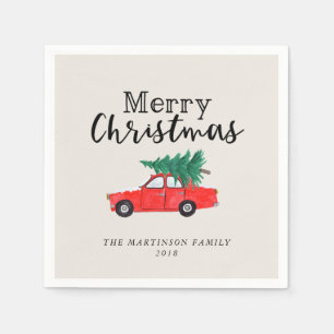 Farmhouse Christmas   Fresh Cut Tree on Car Napkin