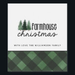 Farmhouse Christmas Green Plaid Family Name   Gift Wine Label<br><div class="desc">Farmhouse Christmas Green Plaid Family Name Wine Label- A lovely rustic touch for your gift giving or entertaining this holiday season. Labels feature pretty hand lettered style lettering that reads " farmhouse christmas" , personalised with your family name and accented with green buffalo plaid. Wine Labels are part of a...</div>