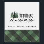 Farmhouse Christmas Green Plaid Family Name   Gift Wine Label<br><div class="desc">Farmhouse Christmas Green Plaid Family Name Wine Label- A lovely rustic touch for your gift giving or entertaining this holiday season. Labels feature pretty hand lettered style lettering that reads " farmhouse christmas" , personalised with your family name and accented with green buffalo plaid. Wine Labels are part of a...</div>
