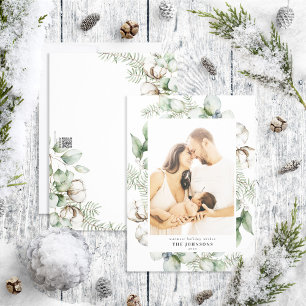 Farmhouse Christmas Greenery Photo Holiday Card