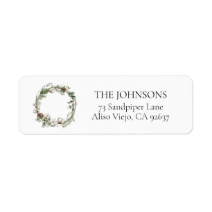 Farmhouse Christmas Greenery Wreath Return Address Label