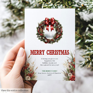Farmhouse Christmas greeting card red green