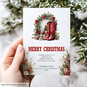 Farmhouse Christmas greeting card red green