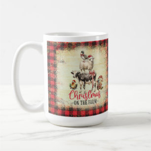 Farmhouse Christmas Holiday Mug, Chickens Cows Coffee Mug