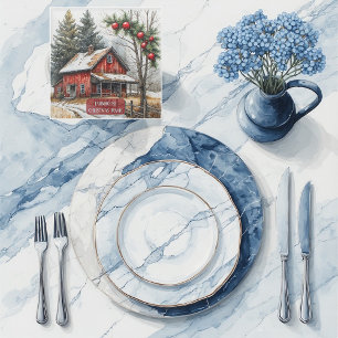 Farmhouse Christmas Magic Vintage Rustic  Glass Coaster