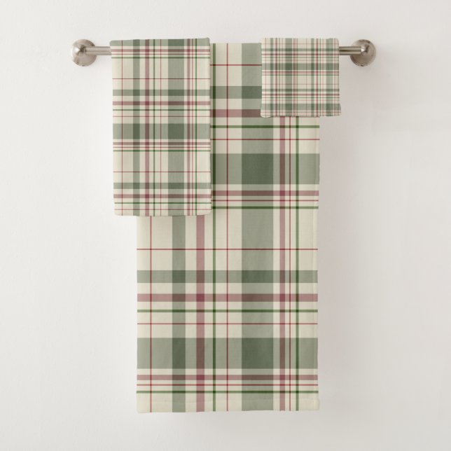 Farmhouse Christmas Plaid Bath Towel Set (Insitu)