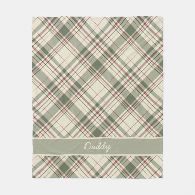 Farmhouse Christmas Plaid with name  Fleece Blanket (Front)