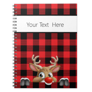 Farmhouse Christmas Red Black Buffalo Check Plaid  Notebook