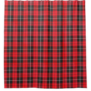 Farmhouse Christmas Red Tartan Plaid Shower Curtain