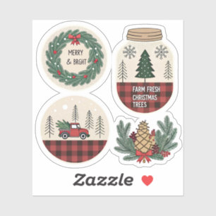 Farmhouse Christmas Sticker Set – Rustic Holiday