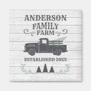 Farmhouse Christmas Tree Family Farm Personalised Magnet