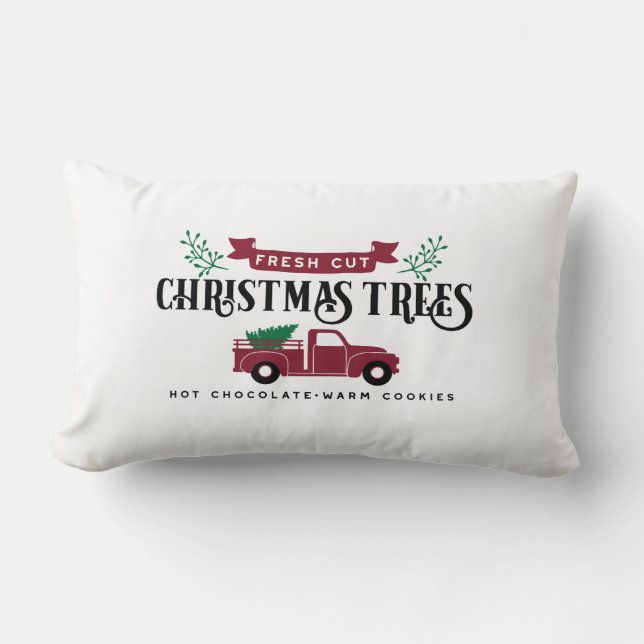 Farmhouse Christmas tree farm Lumbar Cushion (Front)