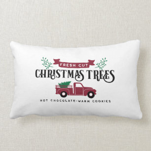 Farmhouse Christmas tree farm Lumbar Cushion