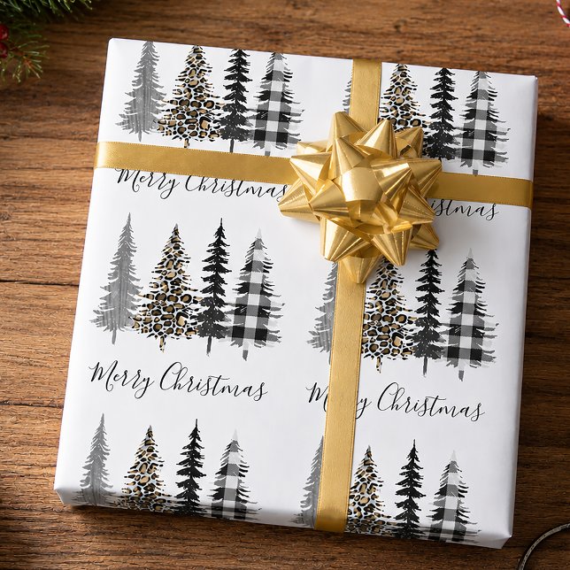 Farmhouse Christmas Trees Wrapping Paper (Glam Farmhouse Christmas Wrapping Paper)
