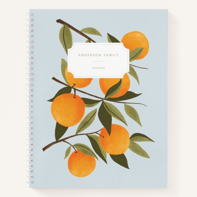 Farmhouse Citrus Orange Branch Recipe Book (Front)