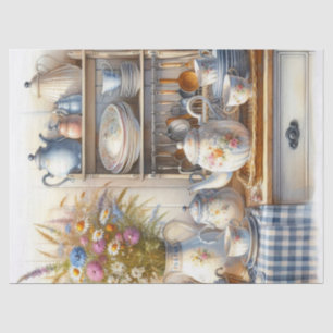 Farmhouse Coffee Pot and Wildflowers Tissue Paper